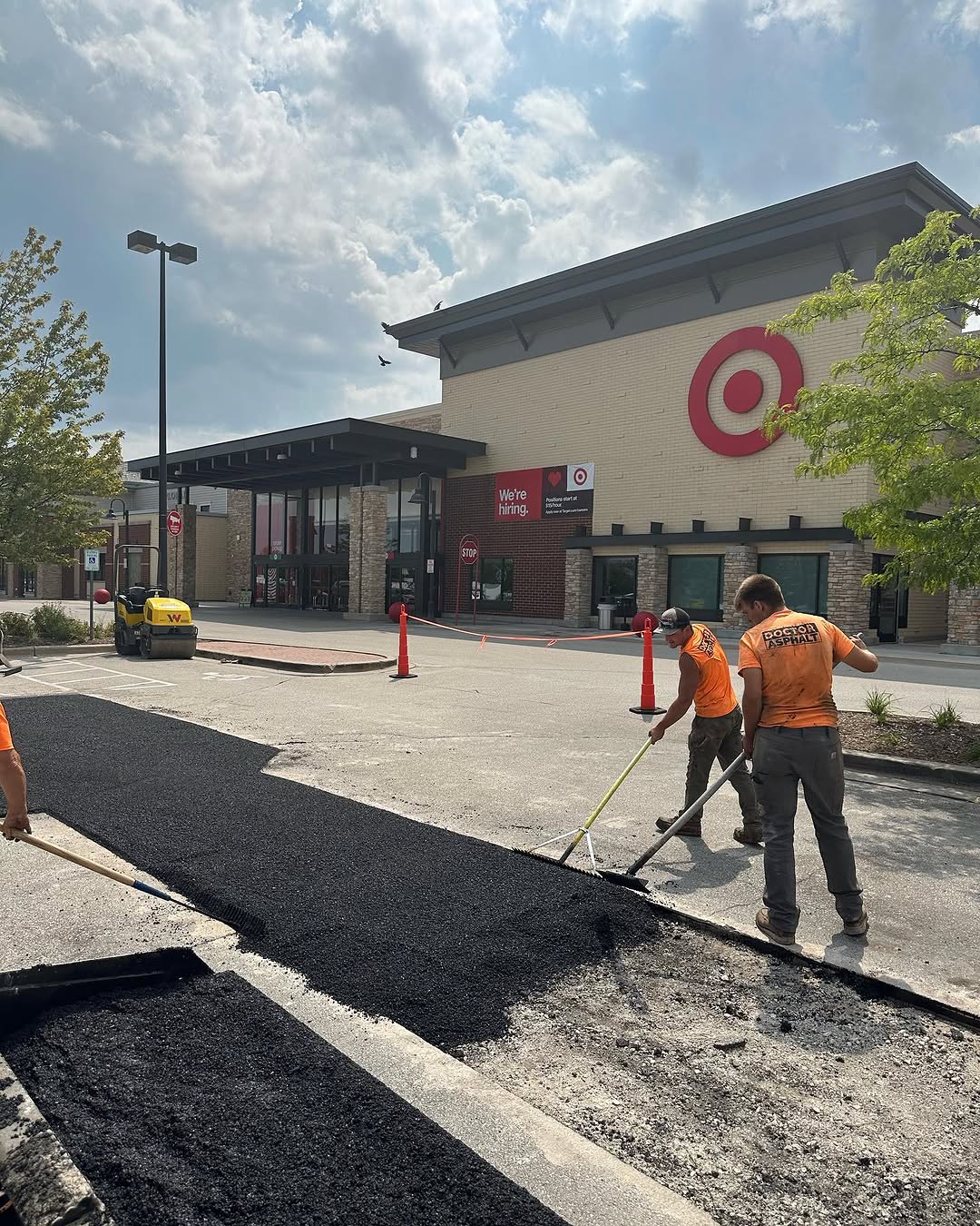 Paving at a Target commercial lot